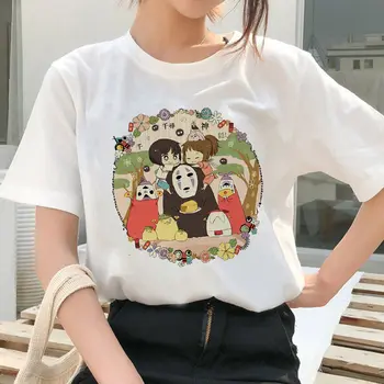 2021 Poletje Ženske T-shirt Totoro Hayao Miyazaki Japonski Anime Natisni T-shirt Femme Grafični Kratek Rokav Obleke Majica Oversize