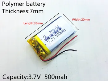 li-po 702035 litij-polimer baterija 3,7 V 500MAH 072035