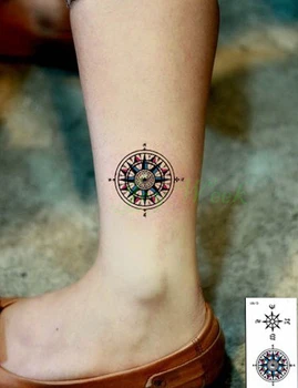 Nepremočljiva Začasni Tattoo Nalepke kompas tatto na gleženj, stopalo nalepke flash tattoo ponaredek tetovaže za dekle ženske moški