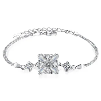 100% 925 sterling silver fashion sijoče kristalno geometrične oblike zapestnice za ženske, nakit za poročno darilo wholeslae padec ladijskega prometa
