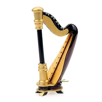 Lesene Miniaturni s Harfo Primeru Mini Glasbeni Instrument Replika Miniaturni Lutke Model Doma Dekoracijo