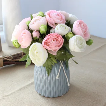 10 glavo Rose/Kup Lotus Poročni Šopek Umetnih Ponaredek Cvet Poskrbi Tabela Daisy Poročni Šopek Doma Dekor Stranka pribor