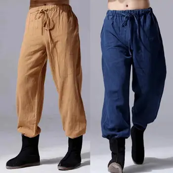 Original Kitajski slog, osebnost modni moški lanene hlače harem hlače moške noge hlače pantalones hombre tovora pantalon homme