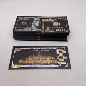 100 kos Nove ponaredek dolar nastavite Starinsko Črno Zlato Folijo 100 USD Valuti Spominski Dolarjev Bankovcev Dekor ponarejenega denarja