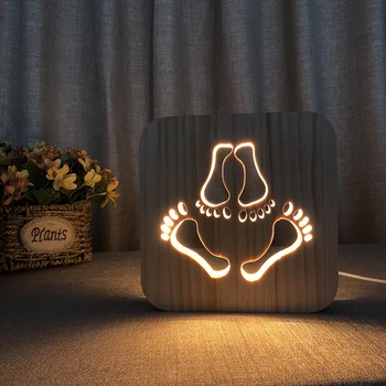 3D Iluzije lesa LED Nočna 3D Luna Lučka Odtis Luminaria USB lučka dojenček fant kreativna darila, Dom Dekoracija