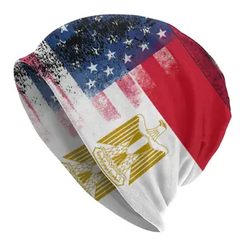 Egiptovski Ameriški Pol Egipt Pol Amerike Zastavo Bonnet Klobuk Plesti Klobuk Smučarskih Skullies Beanies Klobuki Žensk Toplo Termično Elastično Skp