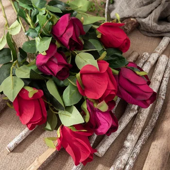 63 cm Dolge Veje Rose Dom Dekoracija Poroka Simulacije Cvet Strani Šopek Ponaredek Cvet Cesti Vodi Cvet
