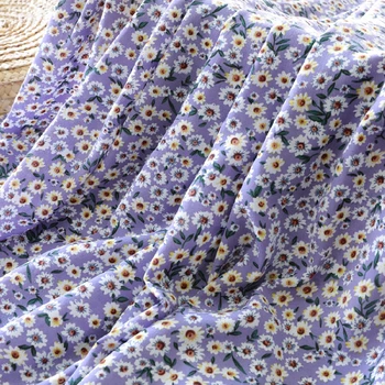 Vijolična mala marjetica tkanine high-end georgette konoplja, svila šifon ženske obleka otroška oblačila tiskane tkanine diy krpo