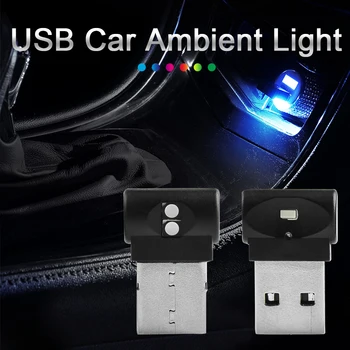 7 se Spremeni barva Mini USB Avto Svetlobe Gumb Nadzor LED Modeliranje Svetlobe Avto Okoljske Svetlobe Notranje Svetlobe Avto Notranje zadeve USB Vmesnik