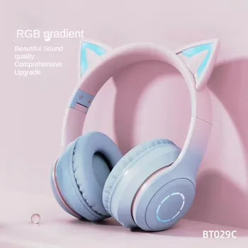 Nova Mačka Ušesa Pisane Svetlobne Igre Gaming Sidro Prenosne Slušalke S Pšenico Šport Brezžične Slušalke Bluetooth Računalnik Slušalke