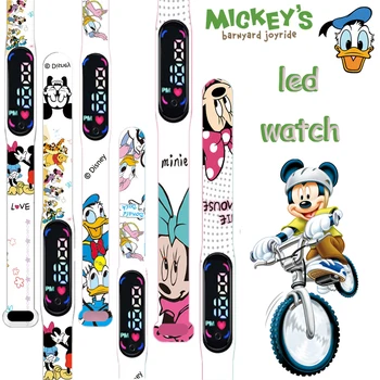 Nove Disney Digitalni Watch Mickey Minnie Donald Duck Risanka Digitalni vodoodporna LED Zapestnica Manšeta Otroci Darilo za Rojstni dan Ura