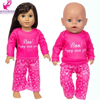 Baby Doll Obleko 43 Cm Boo Pyjama set 18 Inch Dekle Lutka Obleko Roza Runo Spanjem Nositi Otrok, Dekle Darilo Igrače Nosi