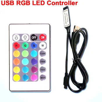 5 V USB RGB LED Krmilnik Dimmer 24-ključ mini dual-head ir krmilnik za 5 RGB Led Trakovi, trak za razsvetljavo
