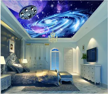 3d ozadje po meri, foto Fantasy vesolje prostor galaxy stropna freska doma dekor 3d stenske freske ozadje za dnevno sobo