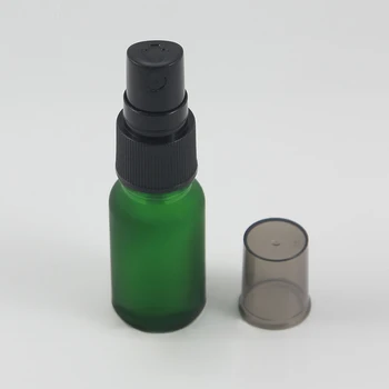 10 ml prenosni zelen mat steklo parfum posode s črnim plastičnim pokrovom, kozmetični spray posode