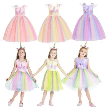 Elsa nova Samorog Obleko za Deklice, Vezenje Žogo Obleke Baby Dekle, Princesa Rojstni dan Obleke za Stranko Kostume Otroci Oblačila