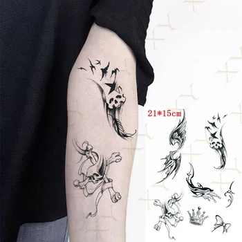 Nepremočljiva Začasni Tattoo Nalepke Demon Okostje Križ Flash Tattos Krilo Lok, Letenje, Ptica, Body Art Roko Ponaredek Tattoo Ženske Moški