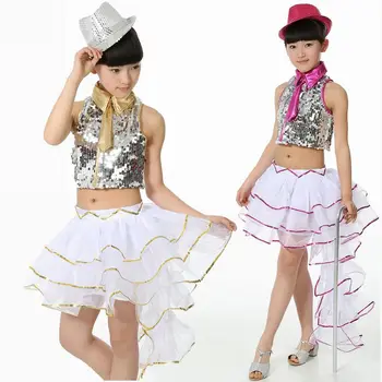 3 KOS Dekleta Ples Obleka otroška Jazz Ples, Oblačila, Otroci Ballroom Ples Konkurence Obleke Dekle Flamenco-kostum 18