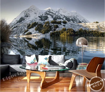 Po meri 3D velike freske,Lepo tiho ledeno goro, pokrajino jezero , dnevni prostor kavč, TV steni spalnice ozadju stene papirja