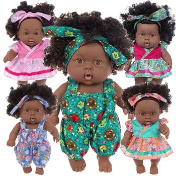 8 Inch Afriško Črno Baby Doll Realne Srčkan Veren Igrajo Lutka S Oblačila Za Otroke Kot Nalašč Za Darilo Za Rojstni Dan