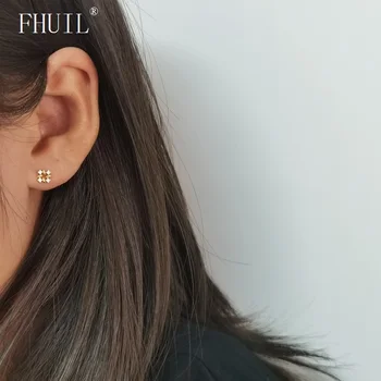 Korejski Modni Slog Jewellry Uhani Za Ženske Cirkon 925 Srebro Iglo Glod Barve Sije Stud Uhani Telo Odlikovanja