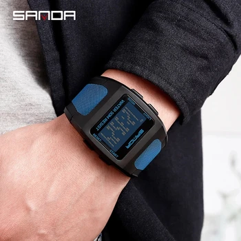 SANDA Mens Elektronski Watch Moda HD LED Zaslon Nosljivi Primeru, Vodotesno Silikonsko Moške Ure Relogio Masculino 222