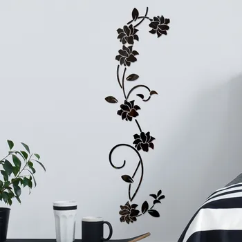 Nove Ustvarjalne 3d Flower-oblikovan Akril Ogledalo Moderne Stenske Nalepke Nalepke Domov Diy Ročno okrašena Okna Umetnosti Vinilne Nalepke