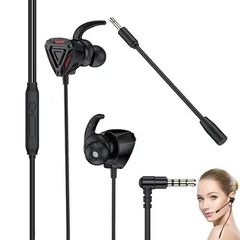 V uho Gaming Slušalke Gaming Čepkov Žično S Snemljivo Dvojni Mikrofon za Zmanjševanje Hrupa Mobilnih Iger 3.5 MM Jack za Slušalke