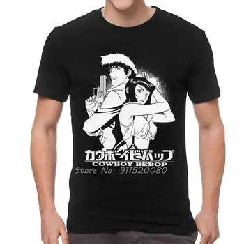 Moške Animirane Tv Show Cowboy Bebop T-Shirt Grafični Manga Spike Spiegel In Faye Tshirt Majica Cotton Tee Ulične Harajuku