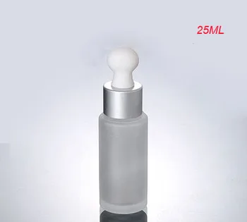 25ML motnega stekla kapalko steklenici s srebrno ovratnik &white vrh ,steklo frost losjon za steklenico, Kozmetični 25ml steklenici