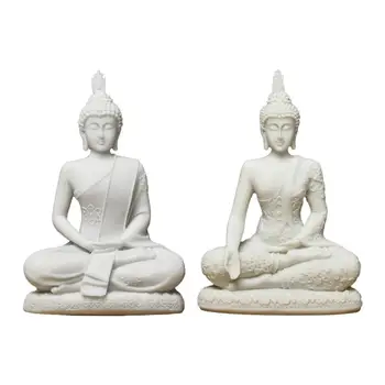 Dosegljivi Kiparstvo Ornament Meditacije Figurice Ročno Izrezljane Zbirka Buda Smolo Kip za Trgovino Travnik Joga Studio