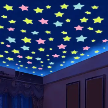 3D Zvezde Svetijo V temi Luminiscence Fluorescentna Plastične Stenske Nalepke, ki Živijo Doma Dekor Otroke Sobe