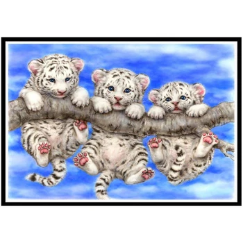 5D DIY Diamond Slikarstvo Živali Mozaik Tiger Imitacije Križ Vezene Mozaik Doma Dekoracijo Stenske Nalepke