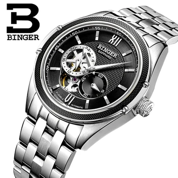 Švica Binger Watch Moških Luksuzne blagovne Znamke Miyota Avtomatsko Mehansko Gibanje Ure Safir Nepremočljiva reloj hombre B-1165-3