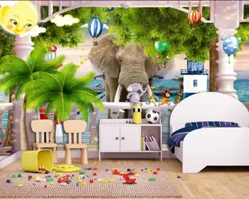 Po meri Moralno Ozadje 3D Pokrajine lepe otroške sobe 3D cartoon ozadju, Dnevna Soba, Spalnica Fotografijo za Ozadje Dekor