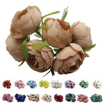 6pcs/veliko Simulacije Svileno krpo šopek neveste ima cvetje dekorativno cvetje (Royal modra vijolična srce), En cvet premer