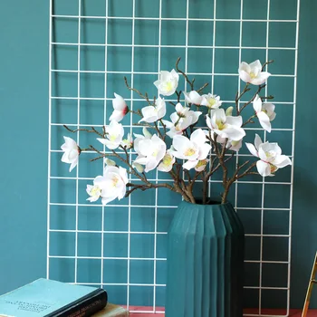 Doma Dekoracijo Simulacije Orhideja Umetno Magnolija Svile Cvetja za Poročno Dekoracijo Bonsaj Rastline Ponaredek Cvetlični
