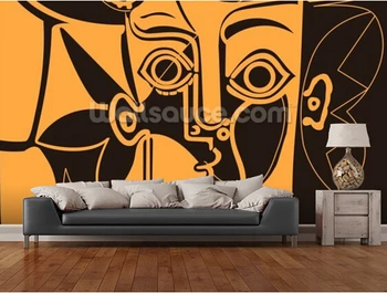Po meri retro tapete, Oranžno - Picasso freske za spalnico, dnevno sobo, kuhinjo steni v ozadju stene nepremočljiva PVC ozadje