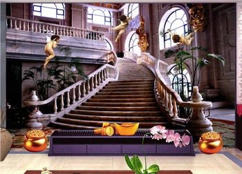 Po meri 3D ozadje, 3d angel stopnišče hodnik,sodoben Evropskem slogu zidana za dnevno sobo, spalnico, TV ozadje reliefno ozadje