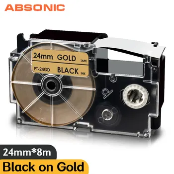 Absonic 24 mm Označevanje Trak XR 24GD XR-24GD Casio Združljiv Oznaka za Kavo na Črno Zlato pisalnim strojem KL820 7200 za Casio Labeler