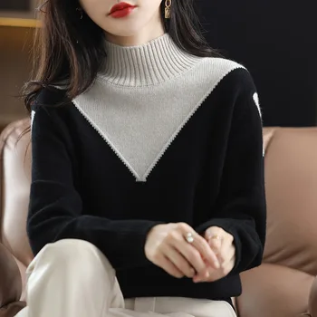 2022 jeseni in pozimi novo pol turtleneck tanek pulover ženske puloverju volno jopica tujih slog dolgo sleeved dno majica
