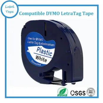 Brezplačna dostava 20 kos/veliko visoko kakovostnih DYMO Letratag plastični trak, 12 mm črno na belem LT 91201 za dymo LT tiskalnik