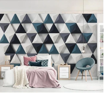 Po meri sodobnih 3D de papel parede, geometrijske trikotnik freske za dnevno sobo, spalnica kavč slike za ozadje