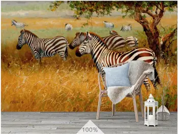 po meri photo 3d ozadje Zebra živali na travnatih ozadju dnevni sobi doma dekor 3d stenske freske tapete za stene, 3 d