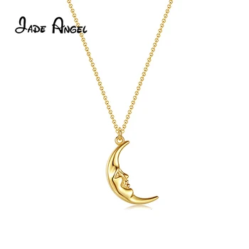 JADE ANGEL Sterling Srebro 925 Ogrlice za Ženske Zlata Luna je Preprostost Nekaj Obesek O-Obliko Verige Trendy Luksuzni Fine Nakit