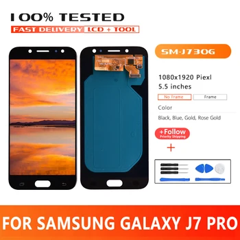 5.5 palčni Premium Kakovosti, LCD zaslon Za Samsung Galaxy J7 Pro 2017 J730 J730F LCD-Zaslon in Zaslon na Dotik, Računalnike Skupščine