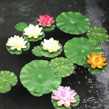 Nove Umetne Plavajoče Pene Lotus Listi Dekor za Ribnik Akvarij in Stopnji Realne Lotus Listje Zeleno Obrat za Ribe Bazen De