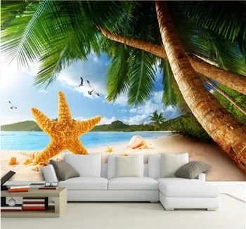 xuesu Plaži zvezda kokosovo drevo seascape ozadju dekoracijo sten slikarstvo strokovno meri 8D nepremočljiva ozadje