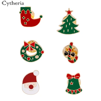 Božič emajl zatiči in Broške Božič Simboli element pin Santa nogavice, Dekorativni drevo značko broška za dekleta otroka, hčerko