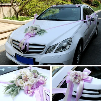Poročni avto dekoracijo nastavite sveže bele simulacije rose svile artificail cvetje Valentinovo venec stranka poroka dekoracija